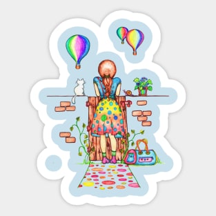 Daydreaming On The Garden Gate Sticker